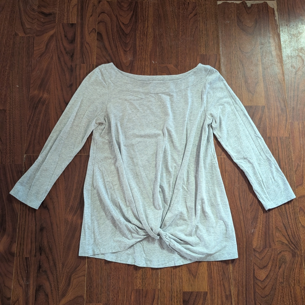 Lilly Pulitzer Light Gray Knot Front Long Sleeve Top